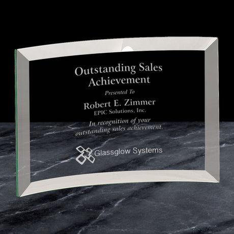 Beveled Jade Glass Crescent Awards