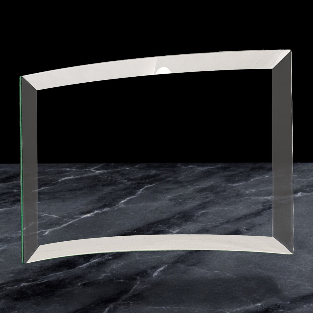 Beveled Jade Glass Crescent Awards
