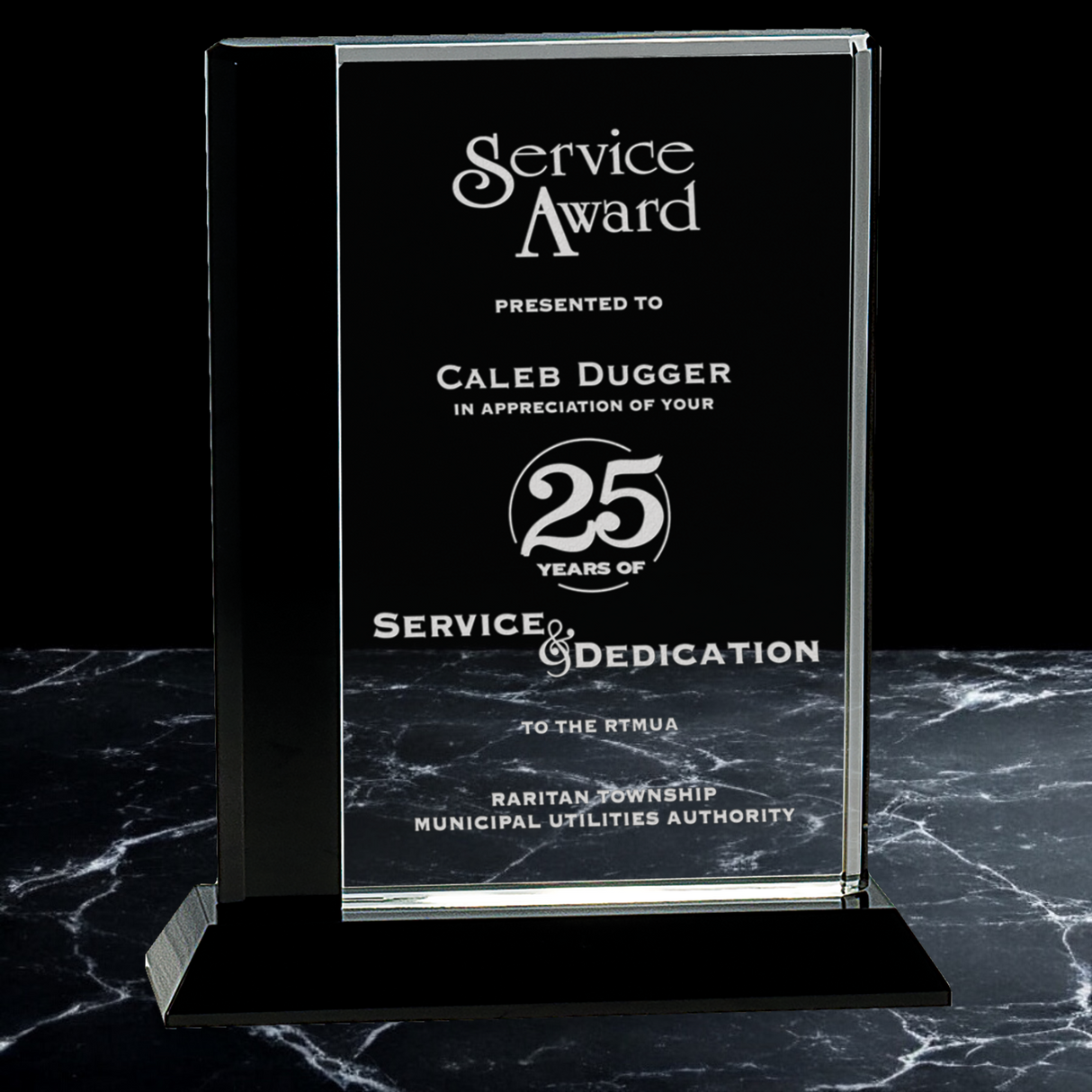 Black Edge Crystal on Black Pedestal Awards