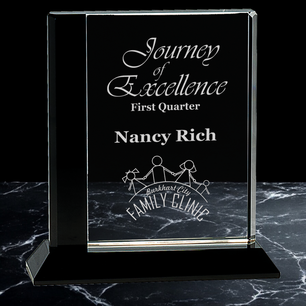 Black Edge Crystal on Black Pedestal Awards