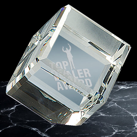 Crystal Angled Cube Paperweights