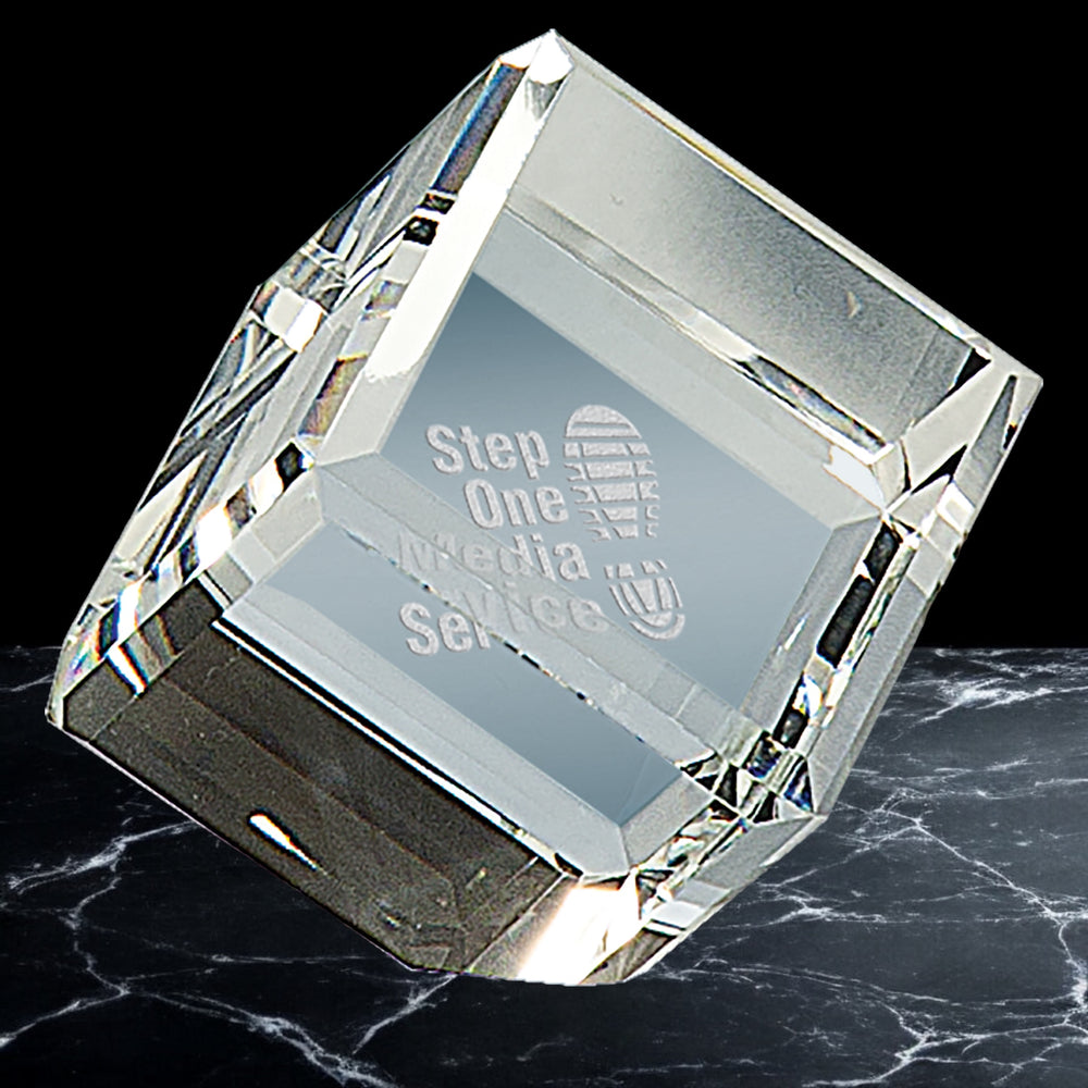 Crystal Angled Cube Paperweights