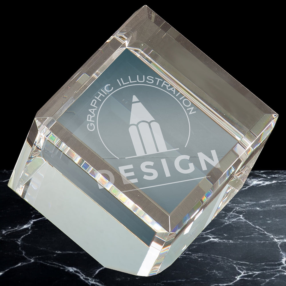 Crystal Angled Cube Paperweights