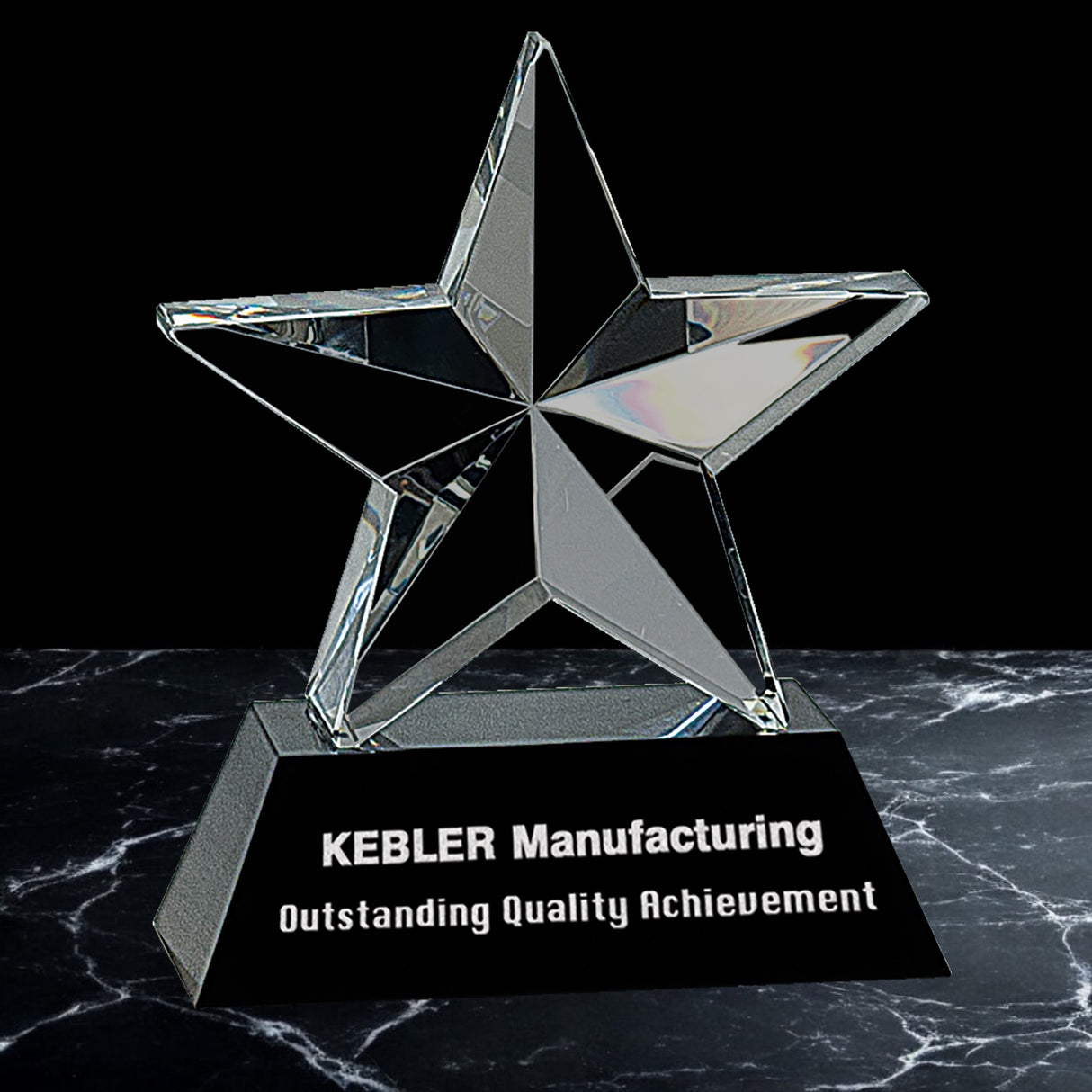 Crystal 3D Star on Black Pedestal Award