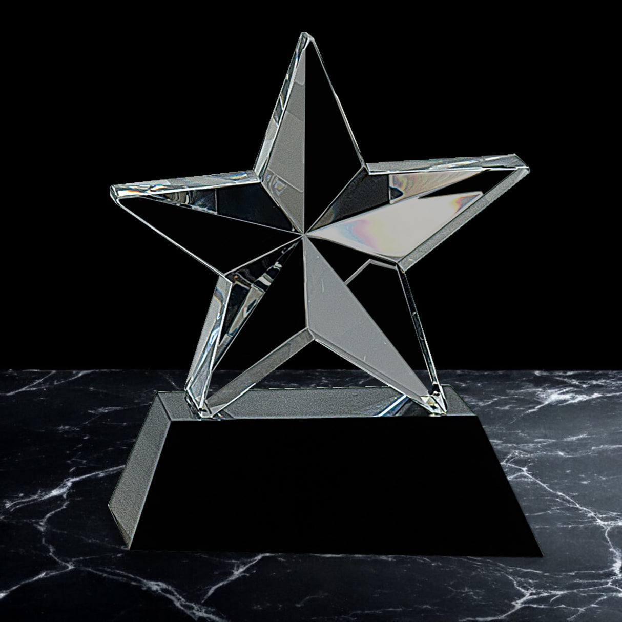 Crystal 3D Star on Black Pedestal Award