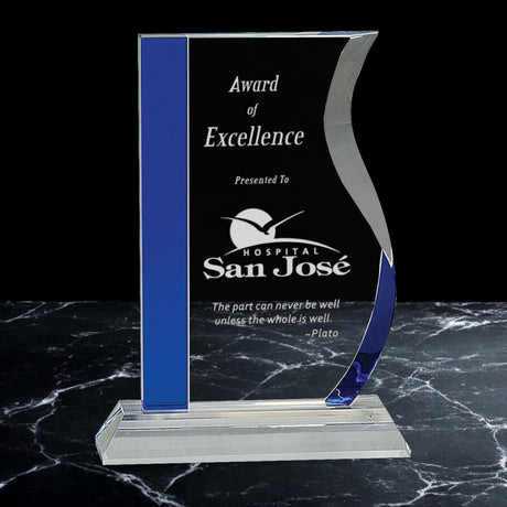Blue Edge Crystal Wave on Clear Base Awards