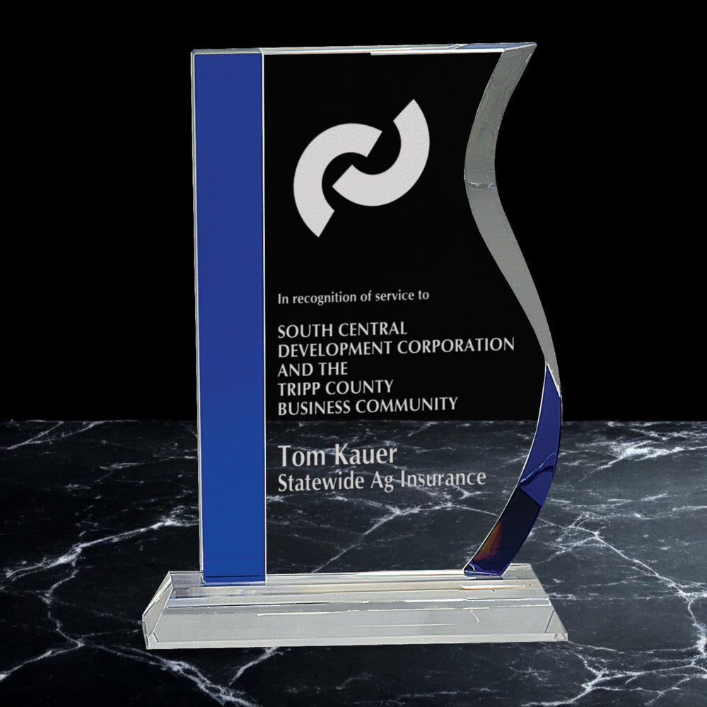 Blue Edge Crystal Wave on Clear Base Awards