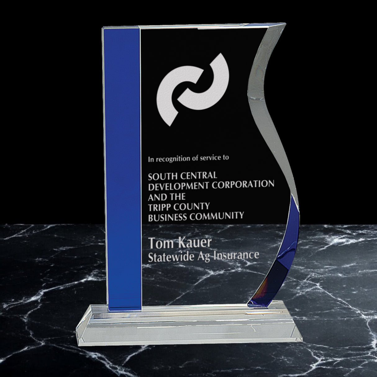 Blue Edge Crystal Wave on Clear Base Awards