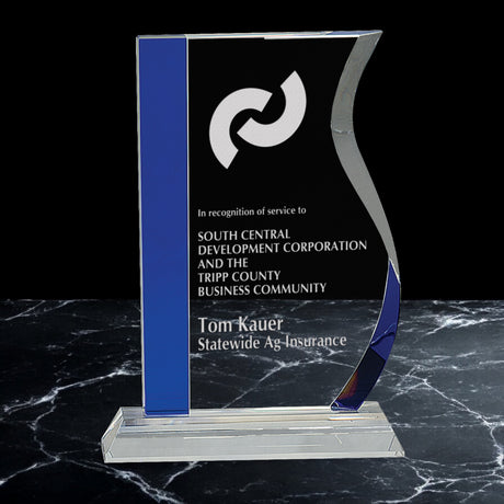 Blue Edge Crystal Wave on Clear Base Awards