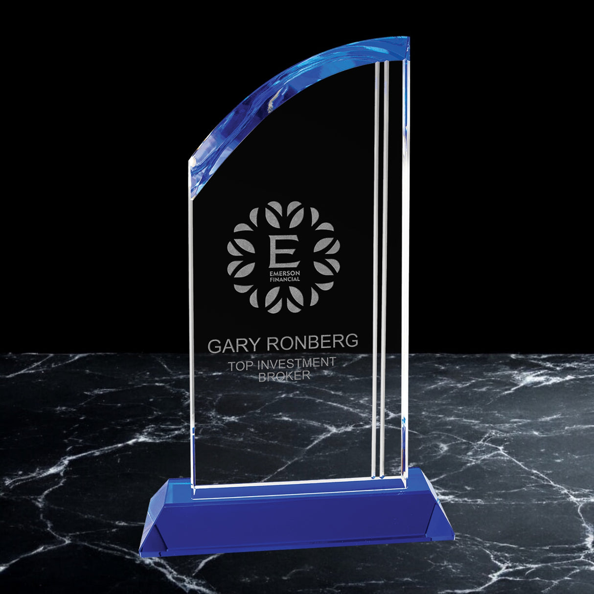 Crystal Arch on Blue Pedestal Awards