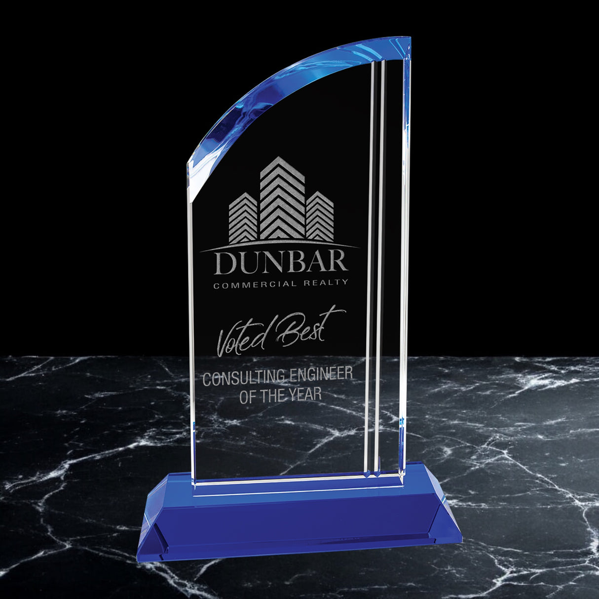 Crystal Arch on Blue Pedestal Awards