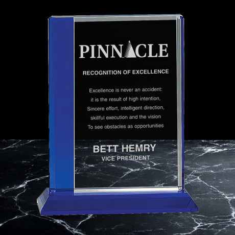 Blue Edge Crystal on Blue Pedestal Awards