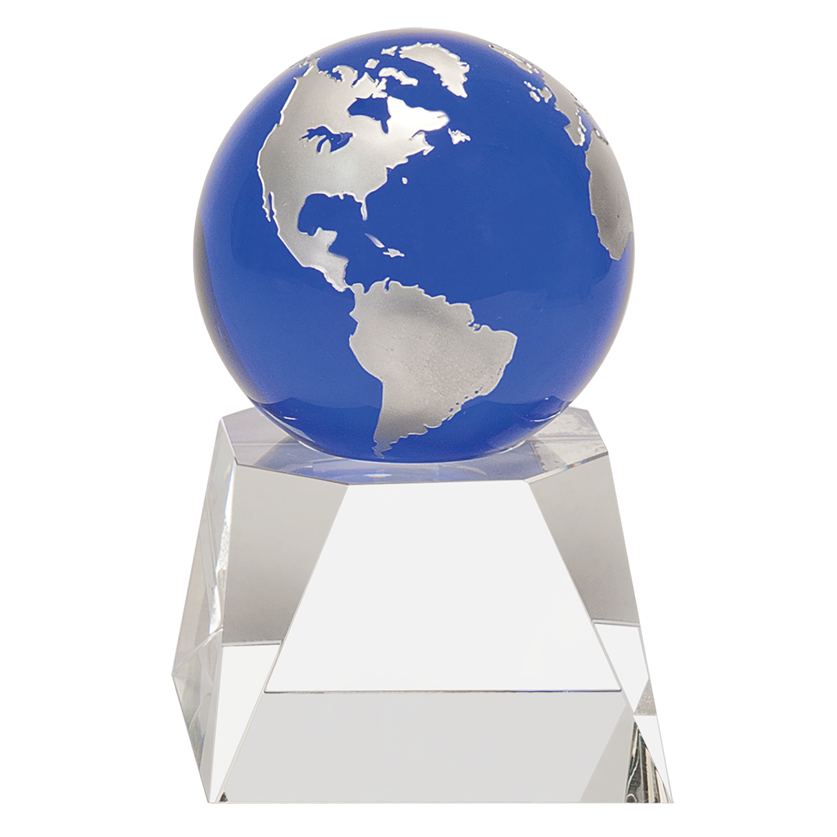 Blue Crystal Globe on Crystal Base Awards