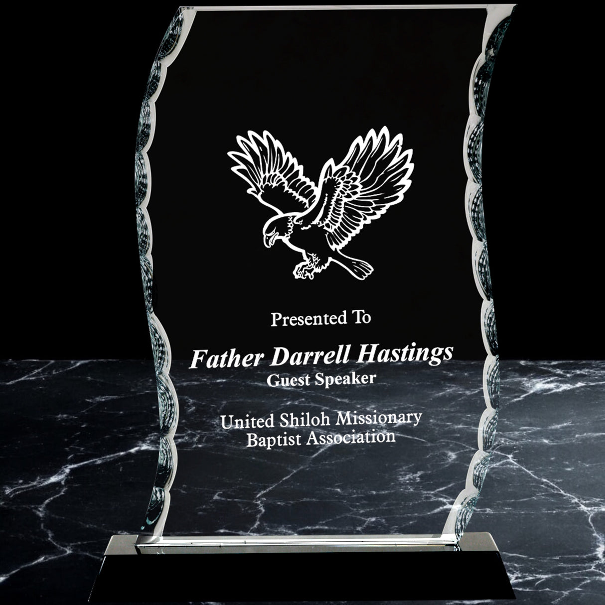 Scroll Facet Glass Awards on Black Base