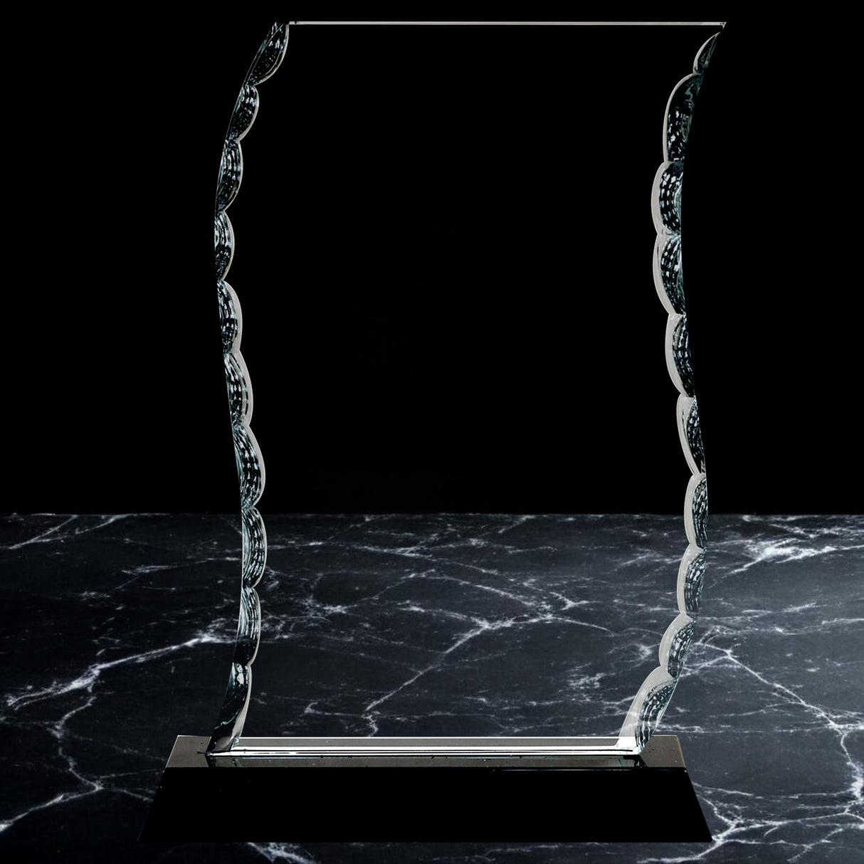 Scroll Facet Glass Awards on Black Base
