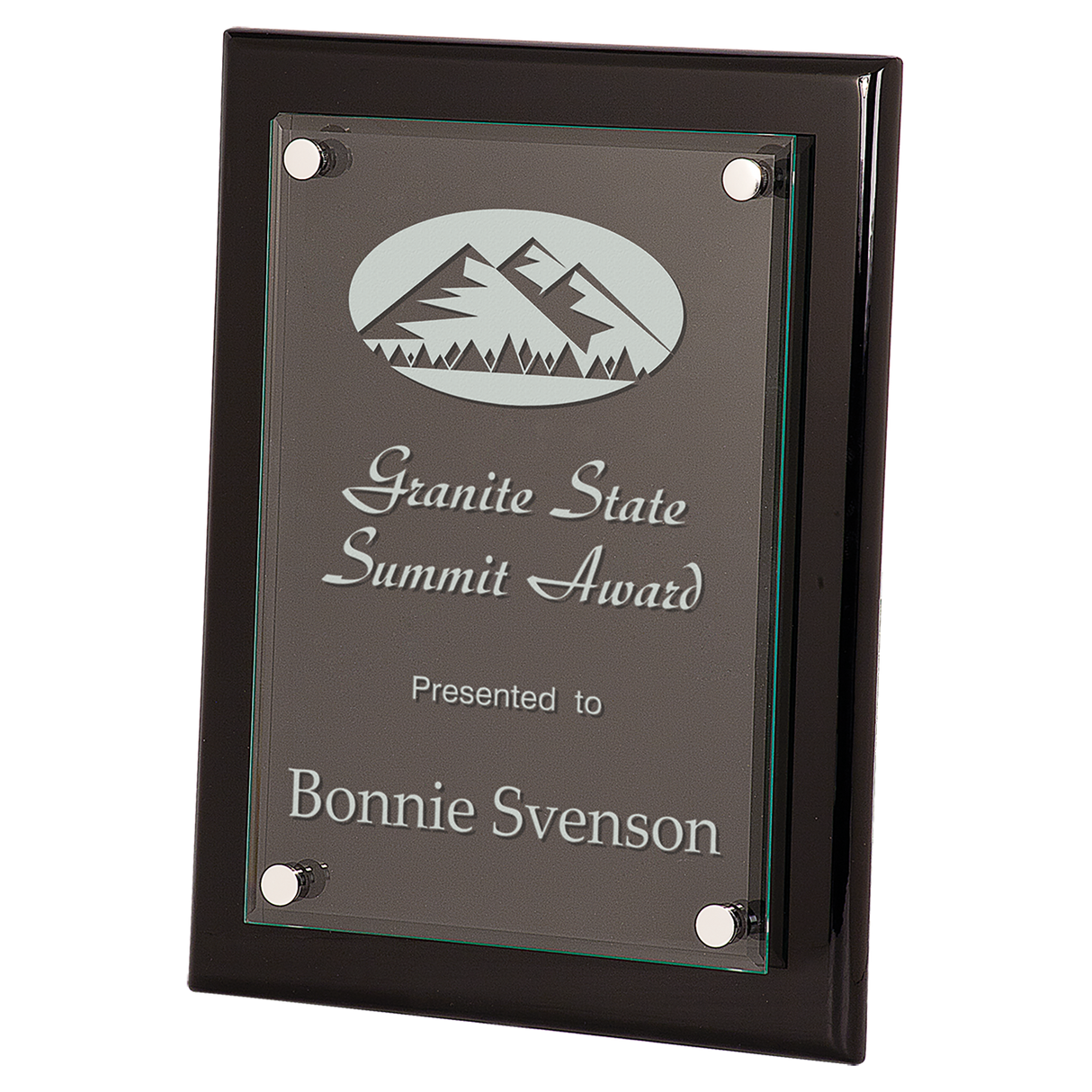 Piano Finish Floating Glass Plaques