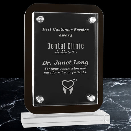 Black Floating Glass Standup Plaques