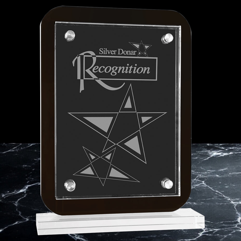 Black Floating Glass Standup Plaques