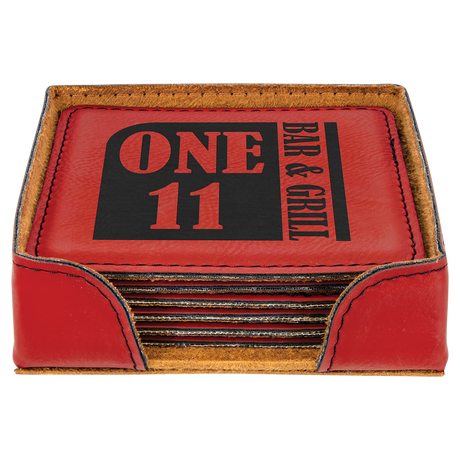 Leatherette 6-Coaster Set