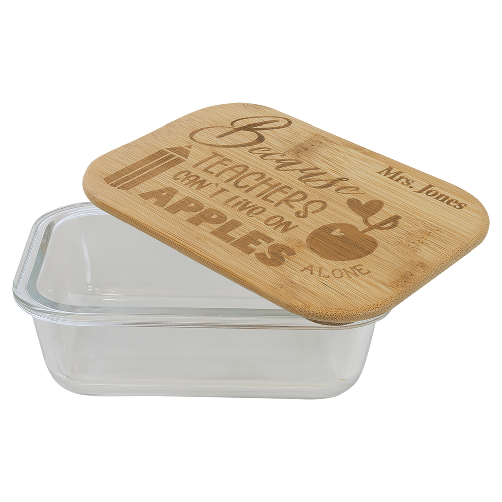 Rectangle Glass Container w/ Bamboo Lid