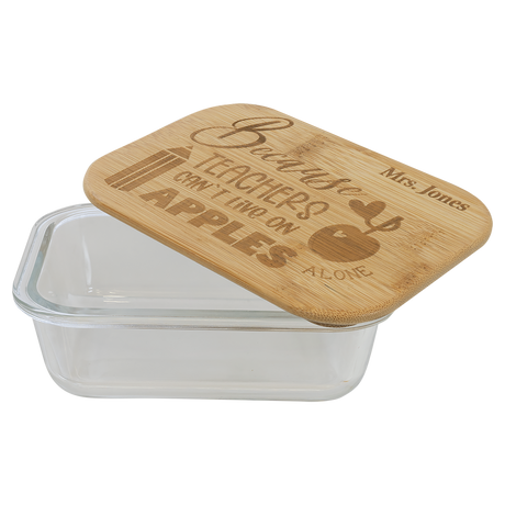 Rectangle Glass Container w/ Bamboo Lid