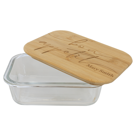 Rectangle Glass Container w/ Bamboo Lid