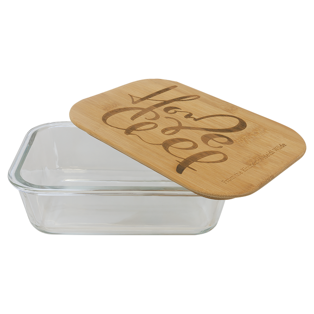 Rectangle Glass Container w/ Bamboo Lid