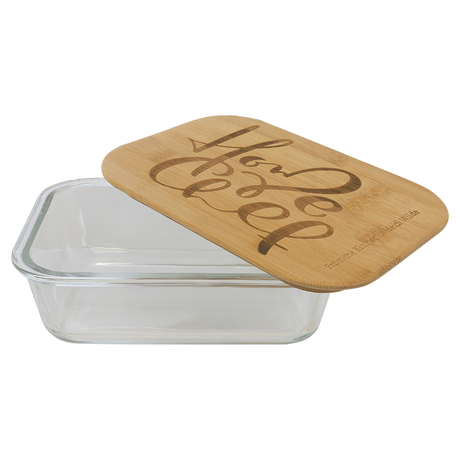 Rectangle Glass Container w/ Bamboo Lid