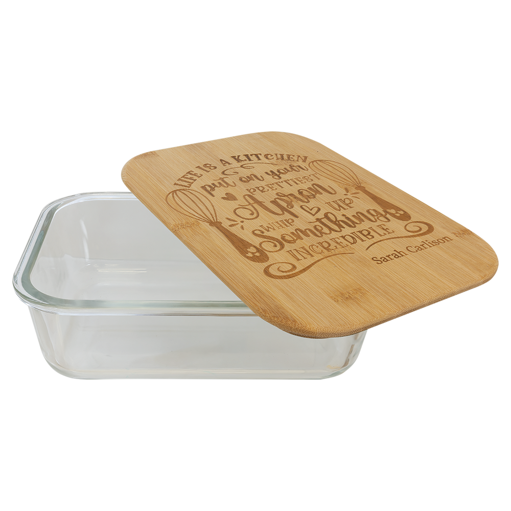 Rectangle Glass Container w/ Bamboo Lid