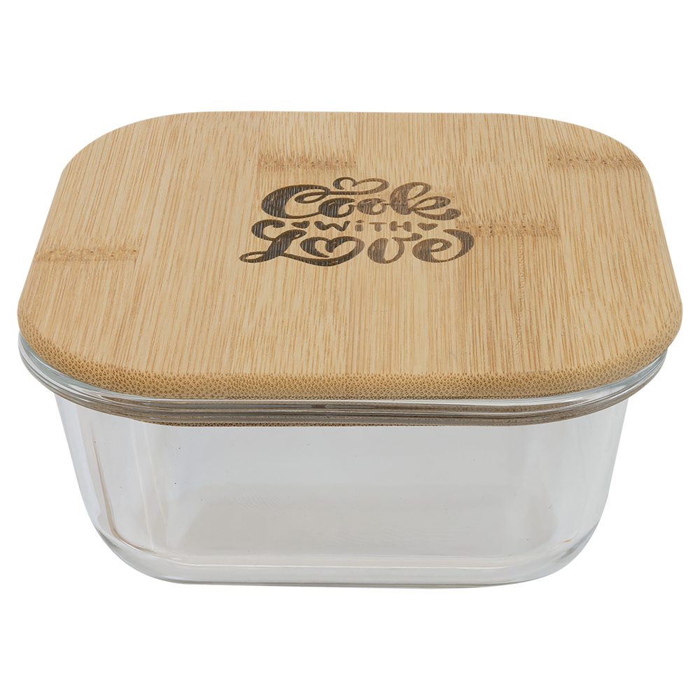 Square Glass Container w/ Bamboo Lid