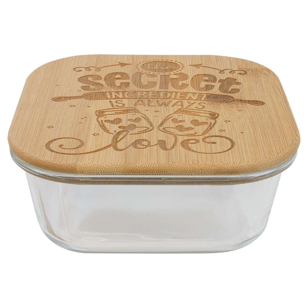 Square Glass Container w/ Bamboo Lid