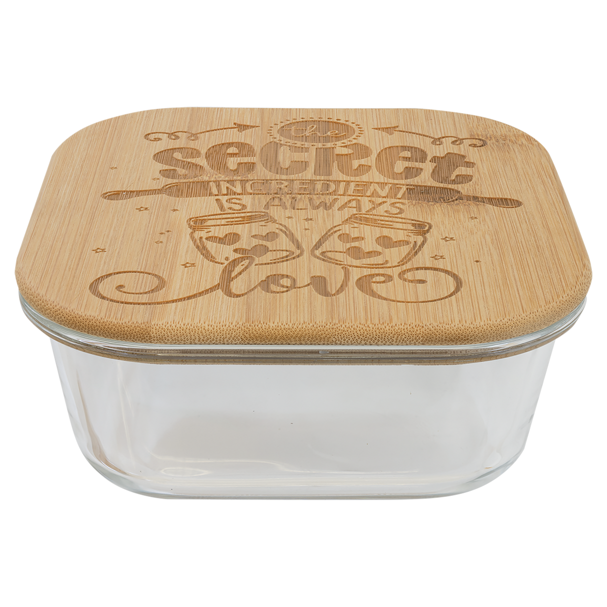 Square Glass Container w/ Bamboo Lid