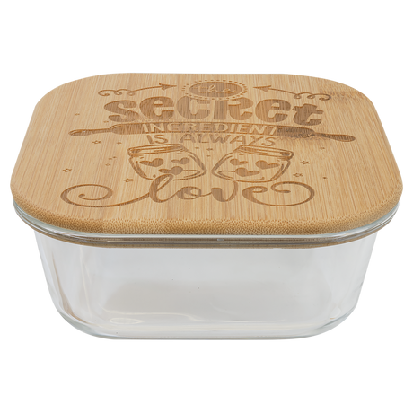 Square Glass Container w/ Bamboo Lid