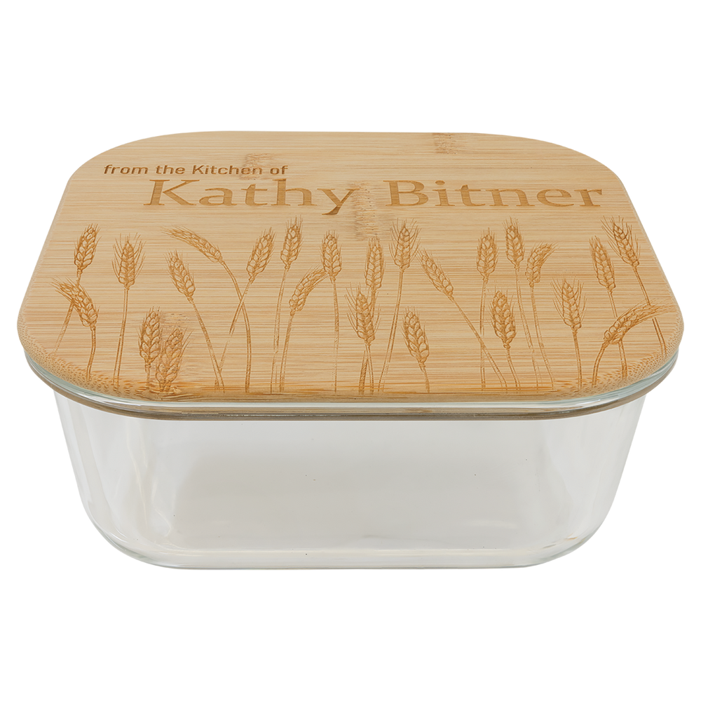 Square Glass Container w/ Bamboo Lid