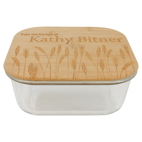Square Glass Container w/ Bamboo Lid