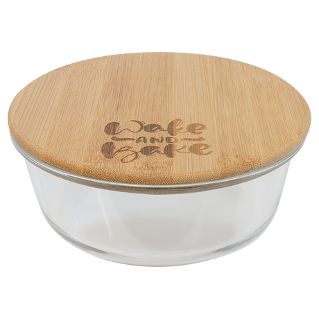 Round Glass Containers w/ Bamboo Lid