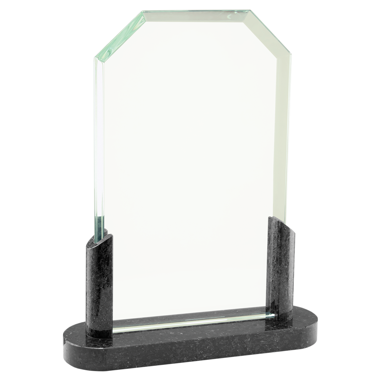 Clipped Corners Glass with Black Marble Base Award