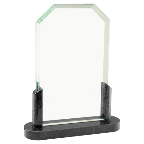 Clipped Corners Glass with Black Marble Base Award