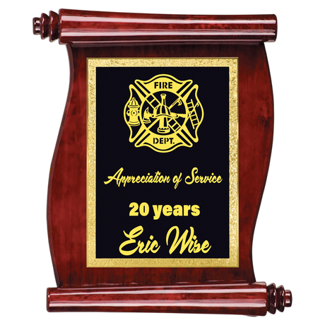Rosewood Piano Finish Scroll Plaque