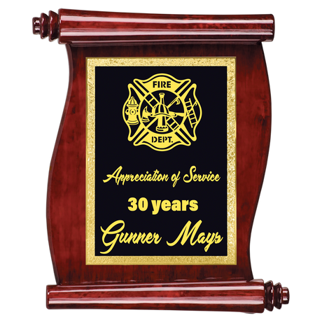 Rosewood Piano Finish Scroll Plaque