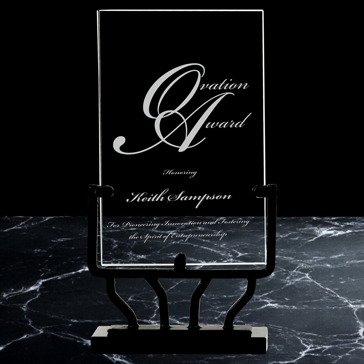 Vertical Rectangle Vintage Glass Awards with Iron Base