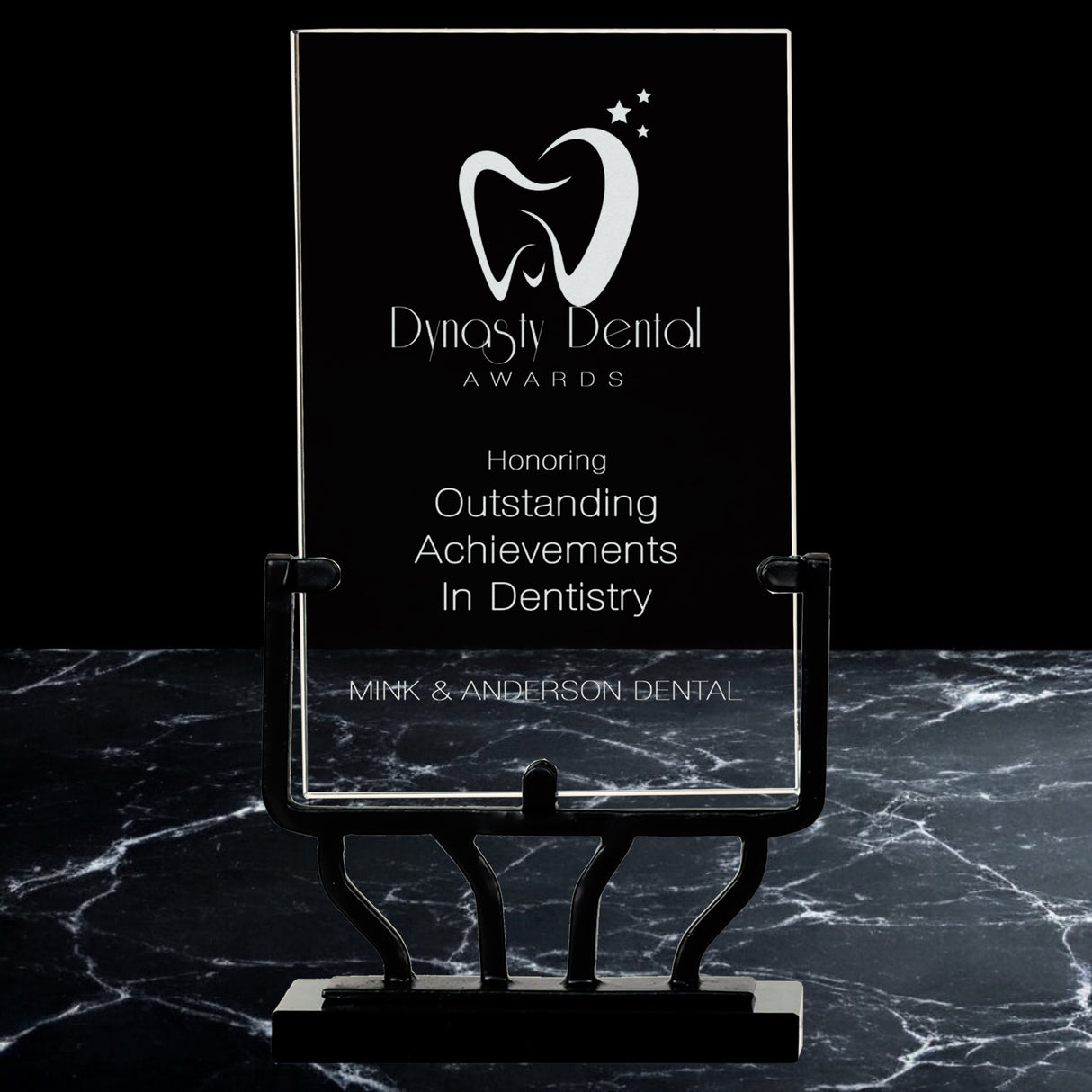 Vertical Rectangle Vintage Glass Awards with Iron Base