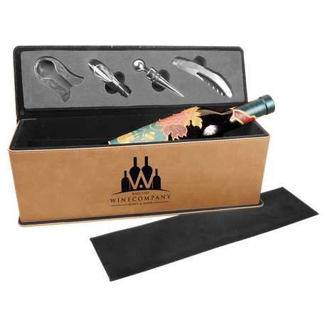 Laserable Leatherette Single Wine Box with Tools