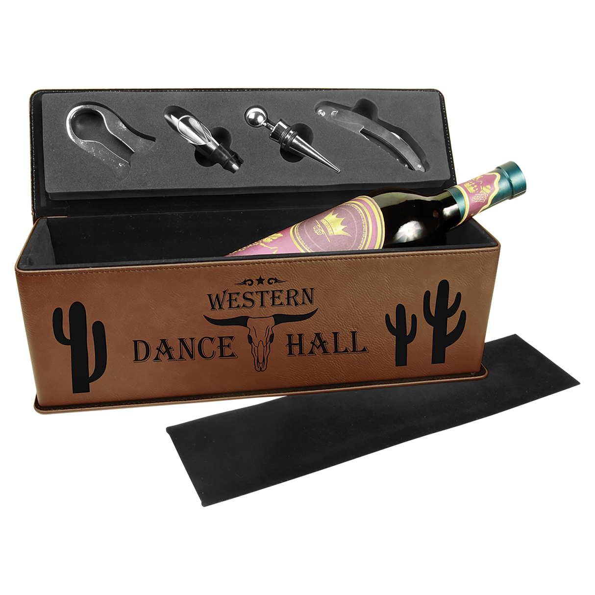 Laserable Leatherette Single Wine Box with Tools