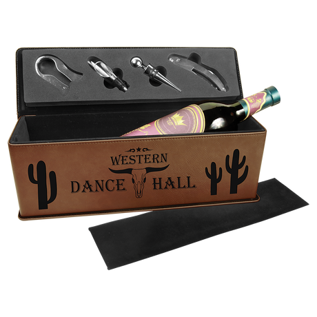 Laserable Leatherette Single Wine Box with Tools