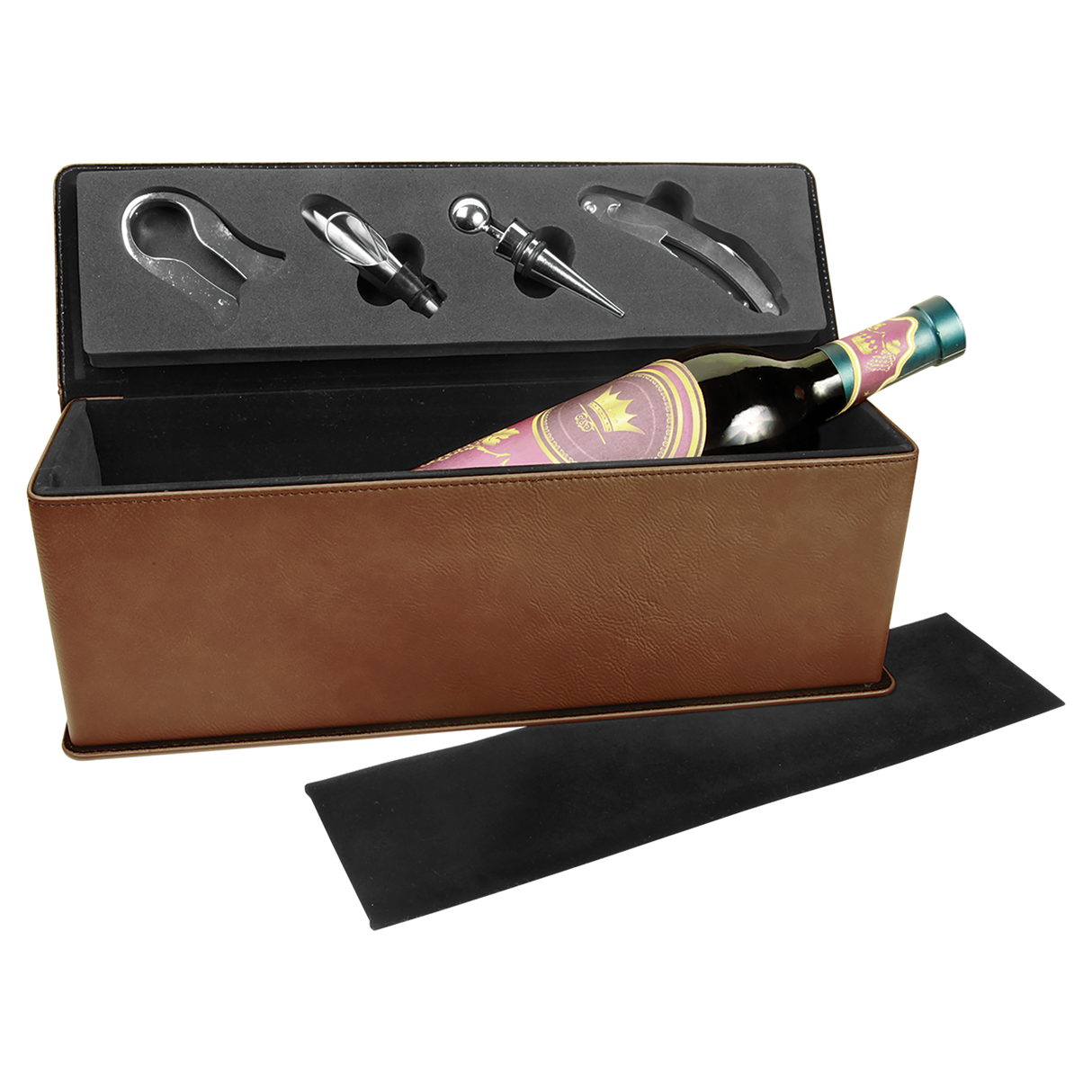 Laserable Leatherette Single Wine Box with Tools