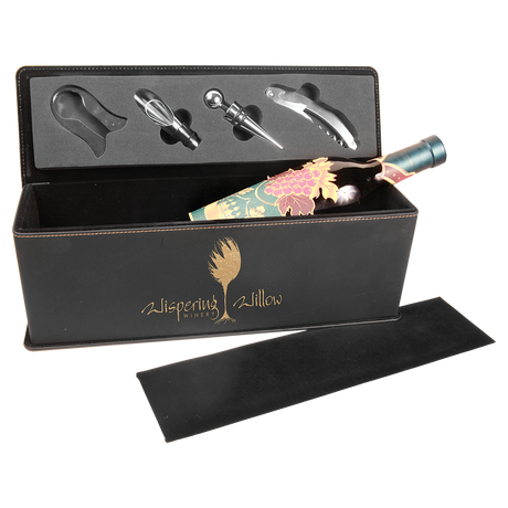 Laserable Leatherette Single Wine Box with Tools