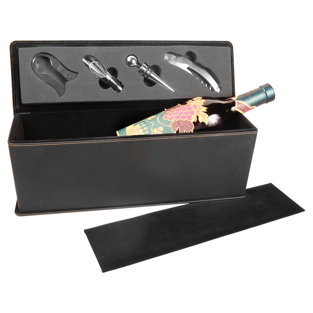 Laserable Leatherette Single Wine Box with Tools