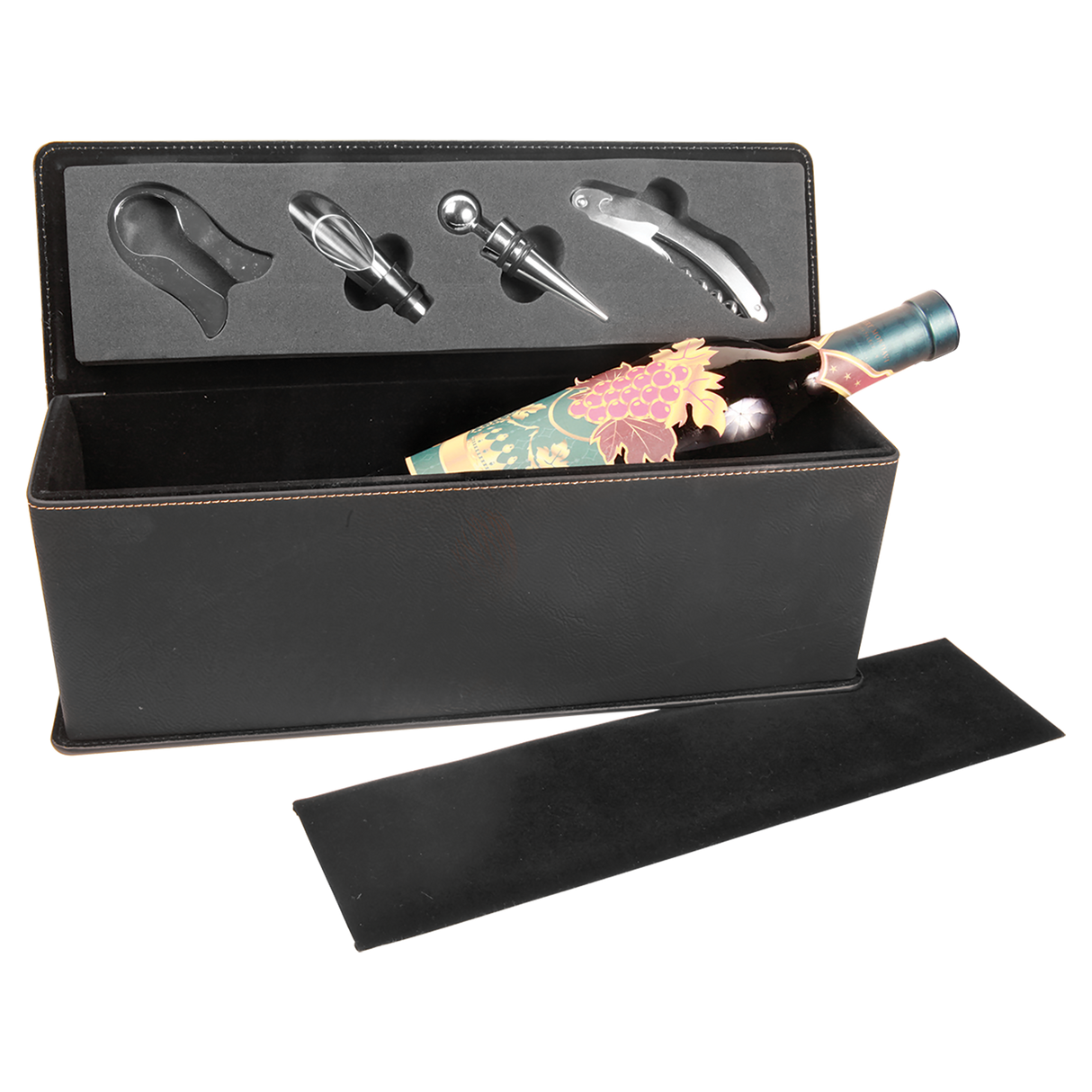 Laserable Leatherette Single Wine Box with Tools
