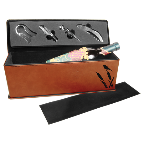 Laserable Leatherette Single Wine Box with Tools